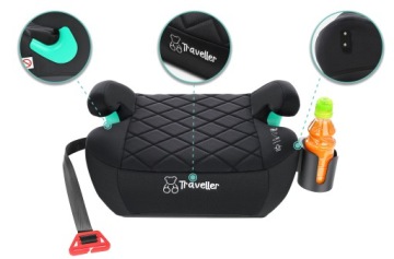 Автокрісло підкладка сидіння з ISOFIX чорний стьобаний R129