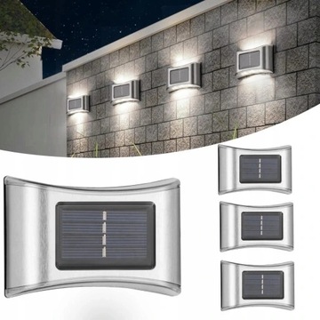LAMPKI SOLARNE ŚCIENNA KINKIET OGRODOWE LED 4 SZT