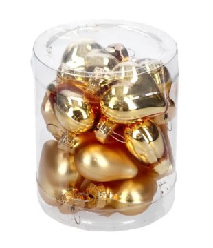 Стеклянные безделушки в форме сердечек, 12 штук, золотая ёлка