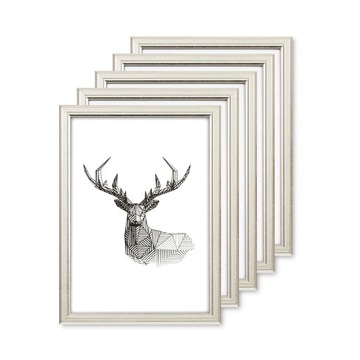 НАБОР РАМОК Серебристая деревянная рамка 5 шт. 10x15