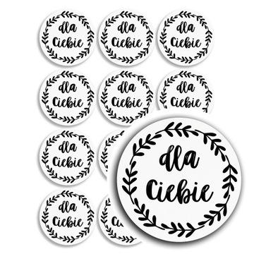 24x naklejki na Walentynki z napisem Dla Ciebie, z białego papieru 35mm