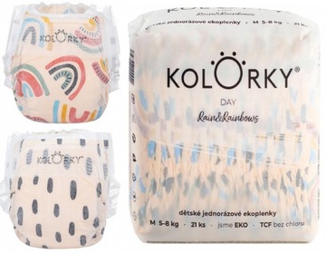 Pieluszki Kolorky Day RAINBOWS M 5-8 kg 21 szt EKO - hipoalergiczne,