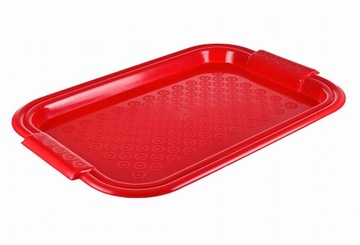 CZERWONA TACA BAROWA KUCHENNA PLASTIKOWA PROSTOKĄTNA DUŻA 45X30
