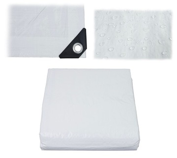 PLANDEKA BIAŁA 4x8m WZMOCNIONA WODOODPORNA UV+ OKRYCIE