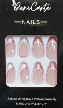 НАСОСНЫЕ НОГТИ С УЗОРАМИ БЛЕСК ФРАНЦУЗСКИЙ РОЗОВЫЙ 24 ШТ.