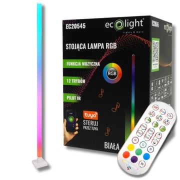 Stojąca Lampa podłogowa RGB muzyczna TUYA BIAŁA Pilot