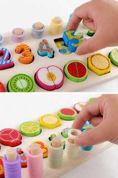 ФРУКТЫ, ДЕРЕВЯННЫЕ ЦИФРЫ, КАБИНЫ, СОРТИРОВКА МОНТЕССОРИ