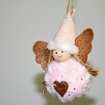 РОЖДЕСТВЕНСКАЯ ЕЛКА УКРАШЕНИЕ АНГЕЛ РОЗОВЫЙ 9X12X4 СМ ПОДАРОК