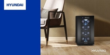 ХОЛОДИЛЬНИК ДЛЯ ВИНА И НАПИТКОВ ВИННЫЙ ГАРАЖ ХОЛОДИЛЬНИК НА 8 БУТЫЛОК 23 Л LED HYUNDAI