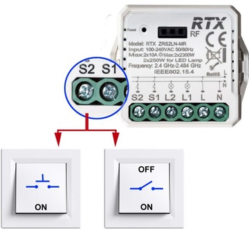 Модуль RTX Релейный модуль 2 канала ZigBee TUYA LN