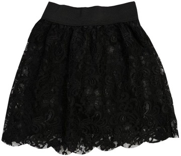 SPÓDNICA ELEGANCKA KORONKA CZARNA 128 H150A