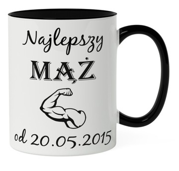 KUBEK CZARNY DLA MĘŻA ROCZNICA FACET DATA ŚLUBU