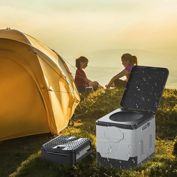 ZEWNĘTRZNA TOALETA TURYSTYCZNA MOBILNA WC PRZENOŚNA SKŁADANA 20L DUŻY 200KG