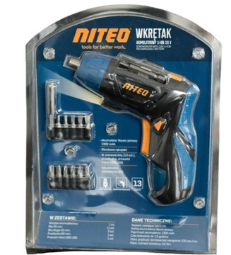 Аккумуляторная отвертка Niteo Tools 3,6 В LIOCD0448-21 13 предметов