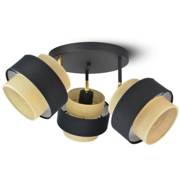 Lampa Sufitowa Wisząca BOHO JUTA Naturalna Pleciona Black 970-ER3 LED E27