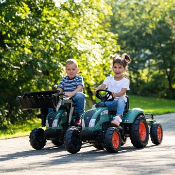 DUŻY TRAKTOR LANDER DLA DZIECI NA PEDAŁY Z PRZYCZEPĄ KLAKSON OD 3 LAT FALK