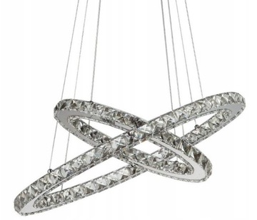 LAMPA WISZĄCA KRYSZTAŁOWA RING OKRĄGŁA GLAMOUR CHROM SREBRNA + PILOT APP418