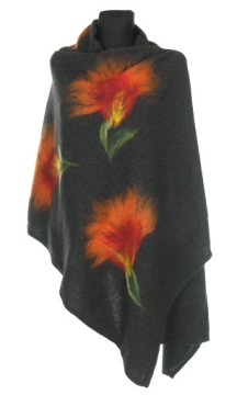 ГЛАМУРНЫЙ ШАРФ С РУКОВОЙ ВЫШИВКОЙ 80% ШЕРСТЬ ЯГНЕНКА