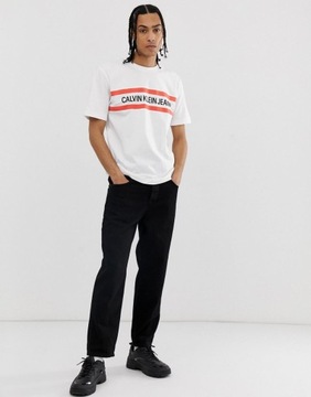 CALVIN KLEIN JEANS T-SHIRT MĘSKI BIAŁY LOGO L 1RRD