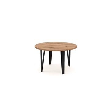 Stół Loft okrągły S-1, 120+4x50 cm dąb craft złoty