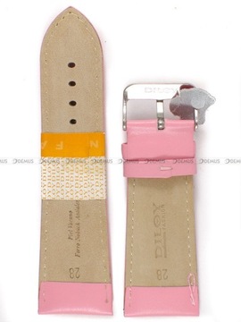 Szeroki różowy Pasek skórzany do zegarka - Diloy 302EA.28.13 - 28 mm