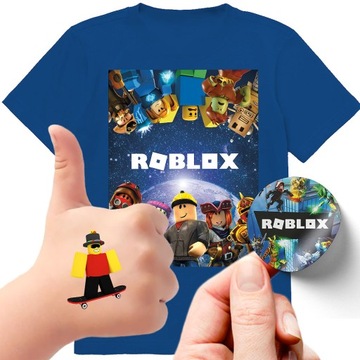 ZESTAW 3W1 KOSZULKA DLA DZIECI TATUAŻE NAKLEJKI ROBLOX 140 JAKOŚĆ