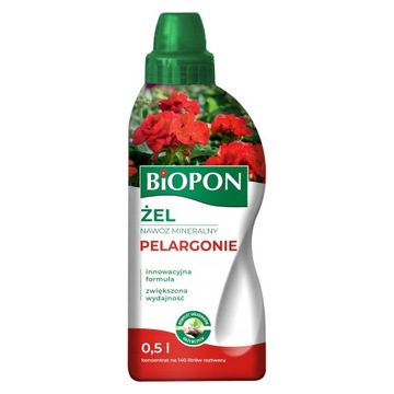 BIOPON NAWÓZ W ŻELU MINERALNY DO PELARGONII 0,5 L BARDZO WYDAJNY ODŻYWCZY