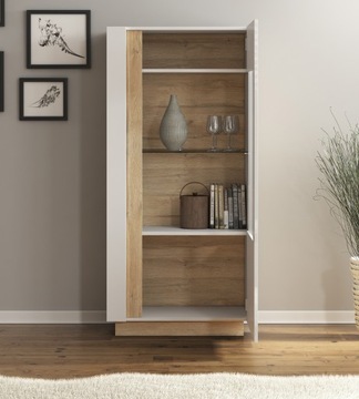 Мебель ARCO для гостиной со СКАМЬЕЙ и комодом с витриной + LED