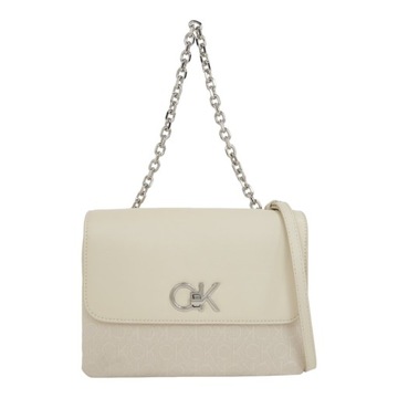 CALVIN KLEIN TOREBKA DAMSKA RE-LOCK DOUBLE GUSETT BAG_JCQ BEŻOWA