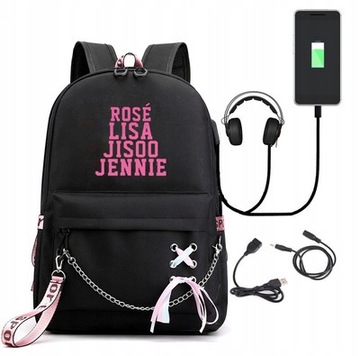 ШКОЛЬНЫЙ РЮКЗАК BLACKPINK USB A4 БОЛЬШИЕ УЗОРЫ