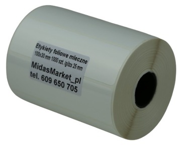 WODOODPORNE ETYKIETY FOLIOWE 100x30 BIAŁE DO ZEBRY