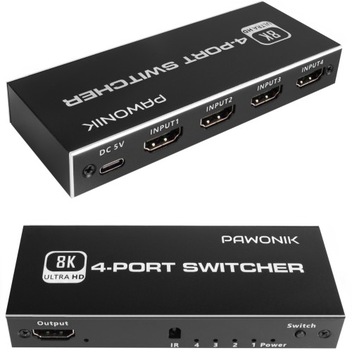 SWITCH HDMI 2.1 4x1 PRZEŁĄCZNIK 8K 4K 120HZ 240HZ