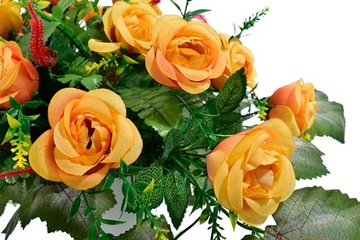 ЦЕНТР КОМПОЗИЦИИ ДЛЯ КЛАДБИЩА МОГИЛА ИСКУССТВЕННЫЕ ЦВЕТЫ ЛИСТЬЯ РОЗЫ ЦВЕТОЧНЫЙ ГОРШОК 90