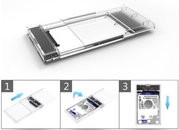 Прозрачный внешний корпус для SSD 2.5 USB 3.0 SATA