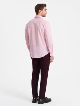 Pánska bavlnená klasická košeľa REGULAR svetlo ružová V2 OM-SHOS-0154 M