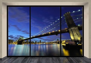 Brooklyn Bridge nocą Fototapeta ścienna 366x254 cm