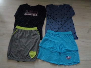 BLUZECZKI+ SPUDNICZKI i GETRY 3/4 R 146/-152