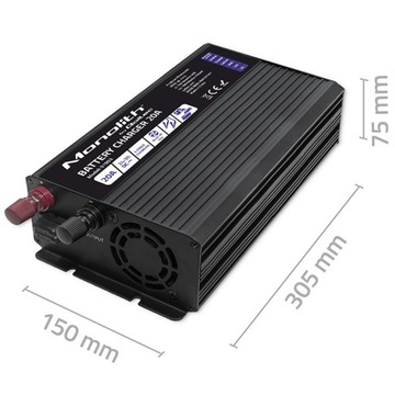Qoltec Inteligentna ładowarka do akumulatorów LiFePO4 AGM GEL SLA 20A 24V