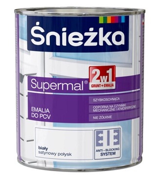Śnieżka supermal emalia do pcv biała 0,75L