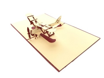 3D-открытка с красным пассажирским самолетом на день отца, подарок на день дедушки WOW