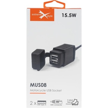 Розетка для мотоцикла 2 x USB 3.1 A MUS08