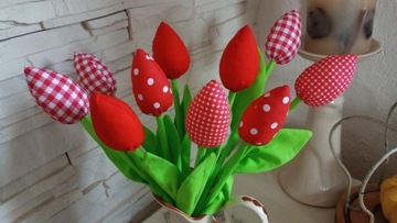 ТКАНЬ ТЮЛЬПАНЫ 35 см, БУКЕТ 10 шт.