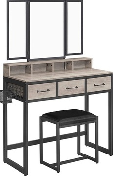 Toaletka lustro taboret loft rustykalna szarość