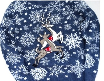 Sweter świąteczny wełna Święta Renifer gwiazda U