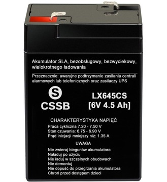 AKUMULATOR BEZOBSŁUGOWY AGM 6V 4.5Ah DO ZABAWKI AUTKA UPS ALARM KOSIARKI