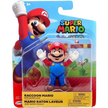SUPER MARIO JAKKS ORYGINALNA RUCHOMA FIGURKA RACCOON MARIO + SUPER LEAF