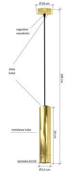 ПОДВЕСНОЙ ПОТОЛОЧНЫЙ СВЕТИЛЬНИК TUBA GOLD 20-1 СВЕТОДИОДНАЯ ЛЮСТРА