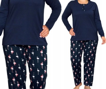 БОЛЬШИЕ ЖЕНСКИЕ ПИЖАМЫ ХЛОПОК С ДЛИННЫМ РУКАВОМ РАЗМЕР ПЛЮС