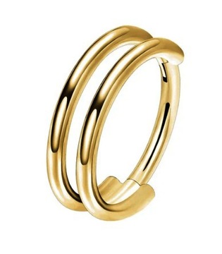 Kolczyk segment clicker septum nosa złoty Helix podwójny Tytanowy 8mm