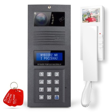 Wideodomofon ELFON z SZYFRAT Furtka i BRAMA RFID, 4 monitory, obudowa